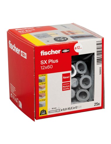 Taco sx plus ø12 x 60 mm, caja 25 uds