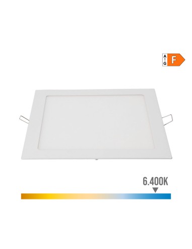 Downlight led empotrable cuadrado 20 w luz fria 6400 k 1500 lm blanco 22 x 22 cm