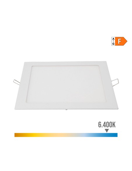 Downlight led empotrable cuadrado 20 w luz fria 6400 k 1500 lm blanco 22 x 22 cm