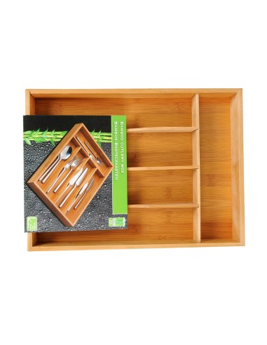 Bandeja de almacenamiento de cubiertos de bamboo 34x25x4,5cm