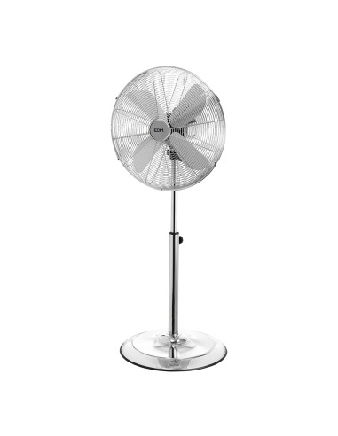 Ventilador de pie base circular, cromado, potencia 60 w, aspas ø40 cm, altura regulable 90-116 cm