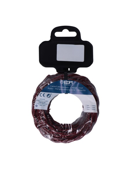 Carrete cable textil trenzado h03vv-f 2 x 0,75 mm² burdeos, 5 m