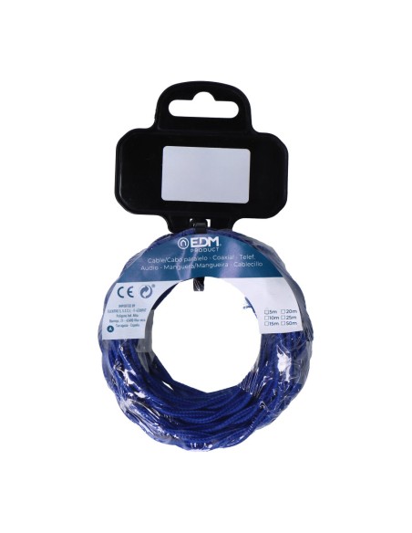 Carrete cable textil trenzado h03vv-f 2 x 0,75 mm² azul, 5 m