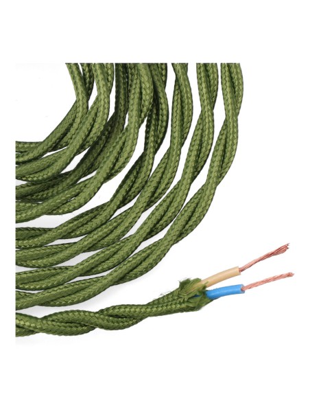Carrete cable textil trenzado h03vv-f 2 x 0,75 mm² verde, 5 m