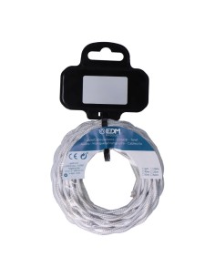 Carrete cable textil trenzado h03vv-f 2 x 0,75 mm² gris plateado, 5 m