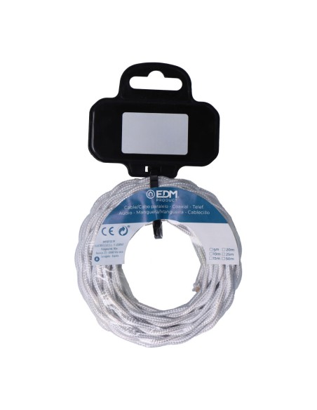 Carrete cable textil trenzado h03vv-f 2 x 0,75 mm² gris plateado, 5 m