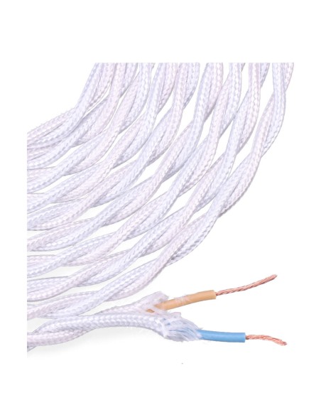 Carrete cable textil trenzado h03vv-f 2 x 0,75 mm² gris plateado, 5 m