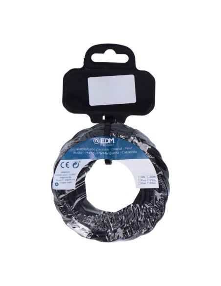 Carrete cable textil trenzado h03vv-f 2 x 0,75 mm² negro, 5 m