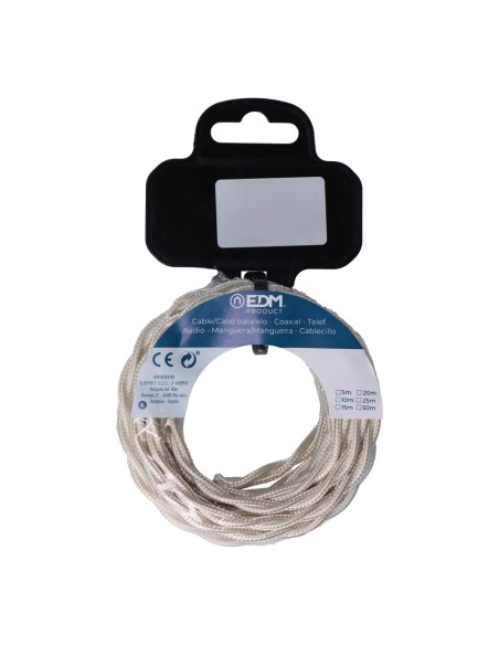 Carrete cable textil trenzado h03vv-f 2 x 0,75 mm² algodón, 5 m