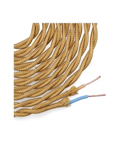 Carrete cable textil trenzado h03vv-f 2 x 0,75 mm² oro oscuro, 5 m 2