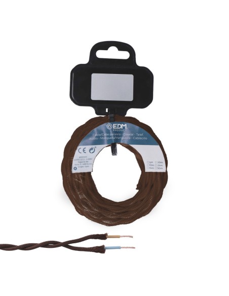 Carrete cable textil trenzado h03vv-f 2 x 0,75 mm² marrón, 5 m