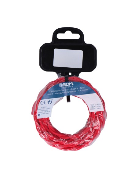 Carrete cable textil trenzado h03vv-f 2 x 0,75 mm² rojo, 5 m