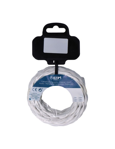 Carrete cable textil trenzado h03vv-f 2 x 0,75 mm² blanco, 5 m