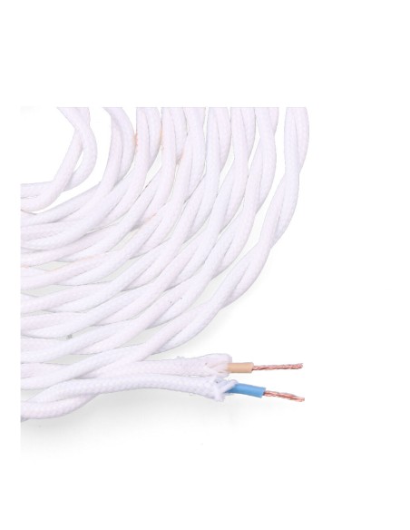 Carrete cable textil trenzado h03vv-f 2 x 0,75 mm² blanco, 5 m