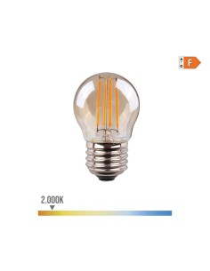 Bombilla esferica con filamento de led, cristal vintage e27 4,5w 400 lm 2000k luz calida ø4,5 x 7,8 cm