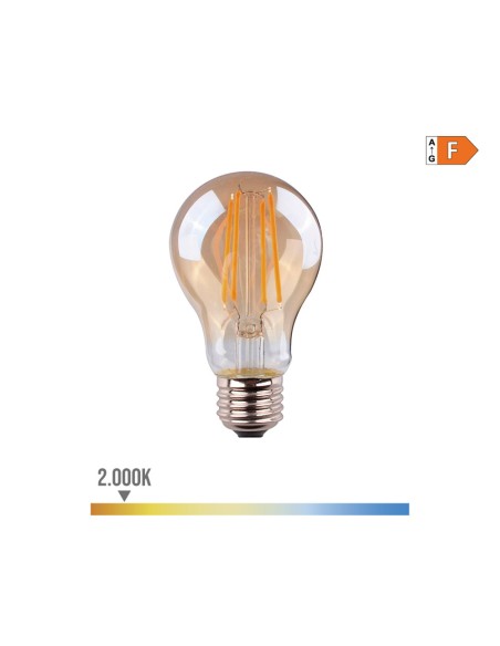 Bombilla standard con filamento de led, cristal vintage e27 6 w 560 lm 2000 k luz calida ø6 x 10,6 cm