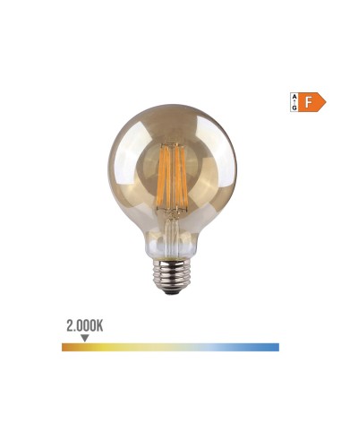 Bombilla de globo con filamento de led, cristal vintage e27 8 w 720 lm 2000 k luz calida ø12,5 x 17 cm