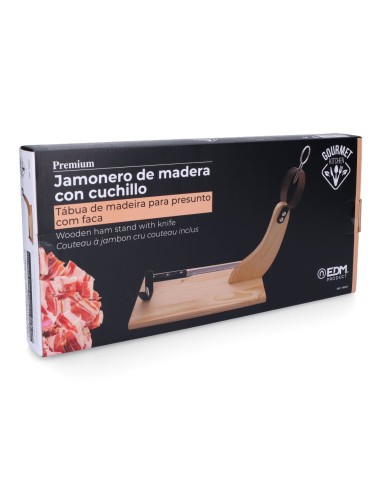 Jamonero premium madera de pino con cuchillo...