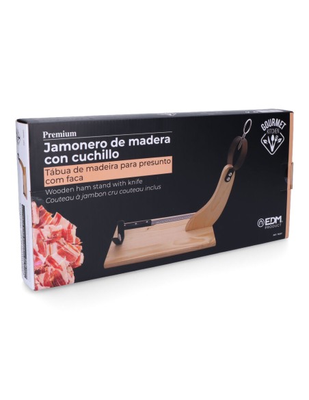 Jamonero premium madera de pino con cuchillo incluido gourmet kitchen