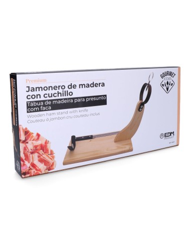 Jamonero premium madera de pino con cuchillo...