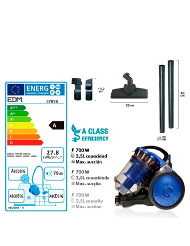 Aspiradora sin bolsa multiciclonico clase "a"...