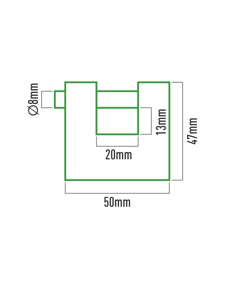Candado de latón reforzado de seguridad 50 x 47 x 20 mm