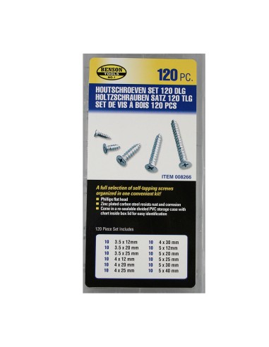Set de 120 tornillos varios para madera