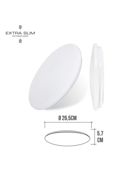 Aplique led circular de superficie 12 w 4000 k 1160 lm ø25,5 x 6,2 cm