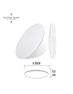 Aplique led circular de superficie 24 w 6500 k 2490 lm ø38 x 6,2 cm 2