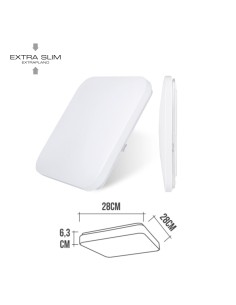 Aplique led cuadrado extraplano de superficie 12 w 6500 k 1160 lm 27,5 x 27,5 x 6,2 cm 2