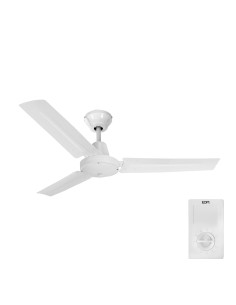 Ventilador de techo modelo industrial. color blanco. potencia: 60w aspas: ø140cm con controlador de pared edm
