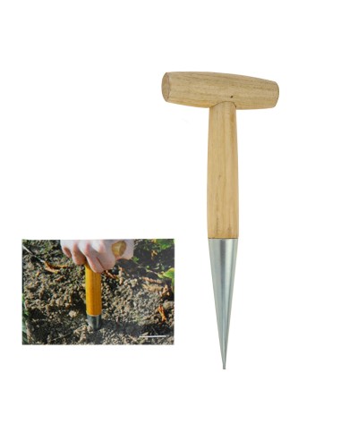 Plantador de jardineria con mango de madera y punta de acero galvanizado 11x28,5cm progarden
