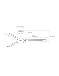 Ventilador de techo modelo industrial. color blanco. potencia: 60w aspas: ø140cm con controlador de pared edm 2