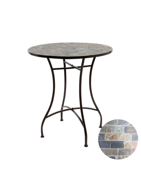 Mesa metalica/mosaico stuttgart color marron para exterior ø 70 x 77 cm