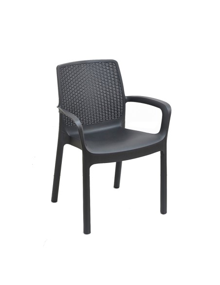 Silla regina color antracita, apilable, imitacion rattan