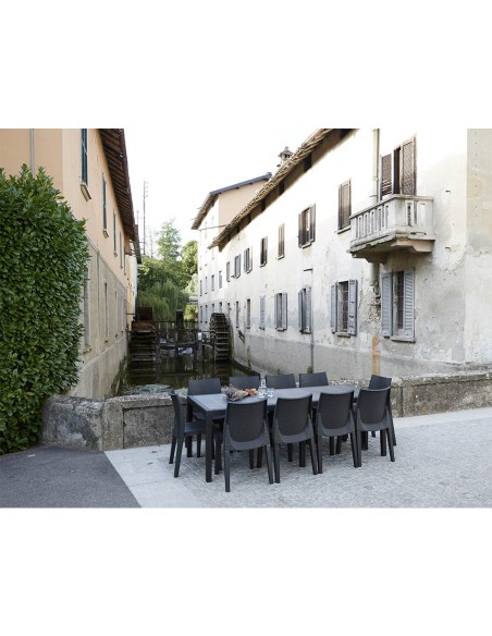 Mesa extensible color antracita para exterior 72 x 150 / 220 x 90 cm