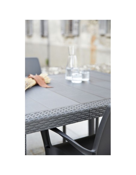 Mesa extensible color antracita para exterior 72 x 150 / 220 x 90 cm