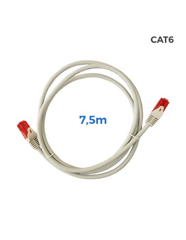 Cable utp cat.6 latiguillo rj45 cobre lszh gris 7,5 m