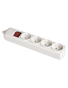 Base bipolar 4 tomas con t/tl 10/16 a 250 v blanco + interruptor luminoso.