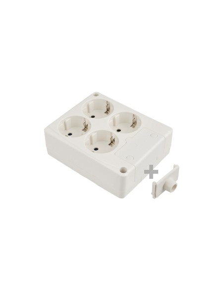 Base bipolar 4 tomas t/tl 10/16 a 250 v cuadrada color blanco