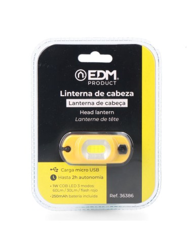 Linterna frontal led recargable 1w