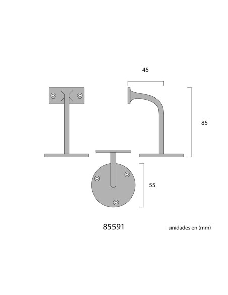 Soporte barandilla latón níquel cromado
