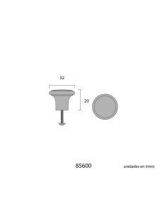 Pomo 32 mm hierro negro 2