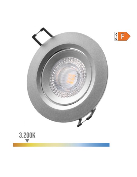 Downlight led empotrable redondo 5 w 3200 k luz calida color cromo ø9 cm