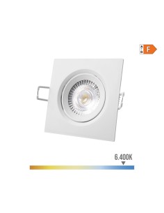 Downlight led empotrable cuadrado 5 w 6400 k luz fria color blanco 9 x 9 cm