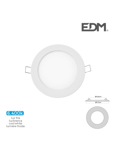 Mini downlight led empotrable redondo 6 w 6400...