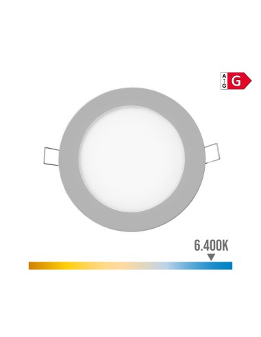 Mini downlight led empotrable redondo 6 w 6400 k luz fria color cromo ø11,7 cm