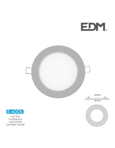 Mini downlight led empotrable redondo 6 w 6400...