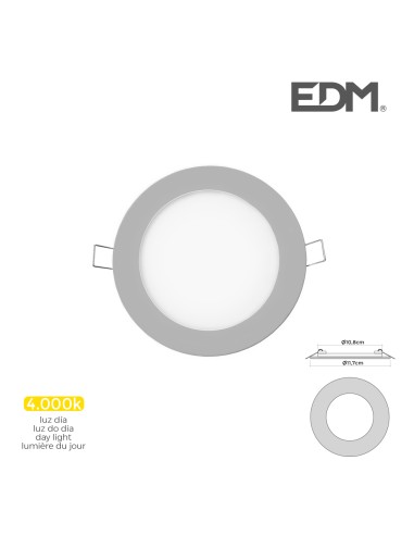 Mini downlight led empotrable redondo 6 w 4000...