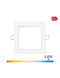 Mini downlight led empotrable cuadrado 6 w 6400 k luz fria color blanco 11,7 x 1 x 11,7 cm